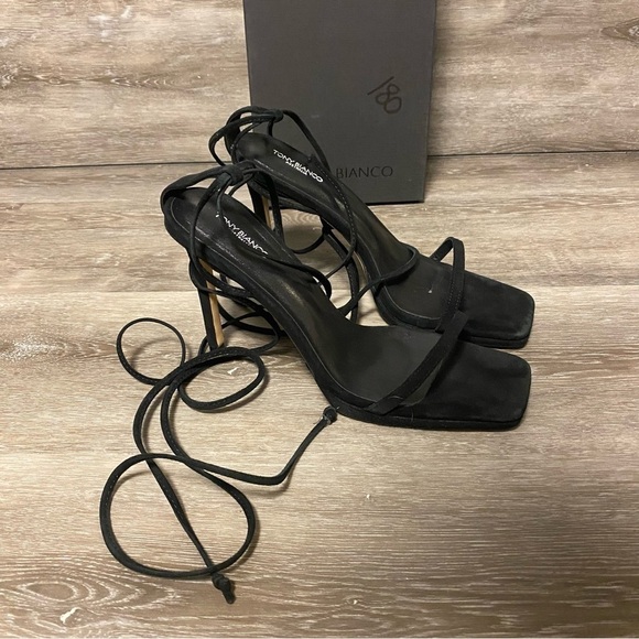 Tony Bianco | Fleur Lace Up Sandals In Black Suede Size 9 NEW - Picture 3 of 12